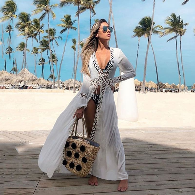 Boho Long Bikini Cover Up Swimwear Beach Bathing Kaftan Maxi Dress