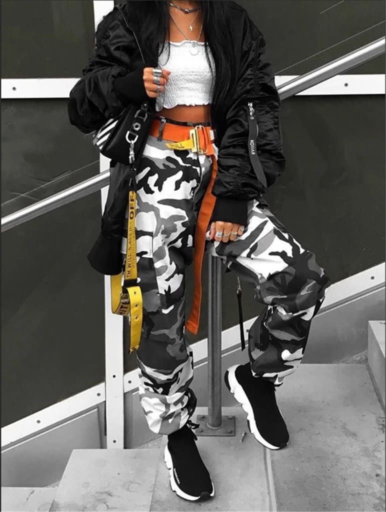 Women Camouflage Camo Cargo Trousers Army Pants Ladies Casual Harem Joggers Sport Sweatpants Hip Hop Rock Trousers