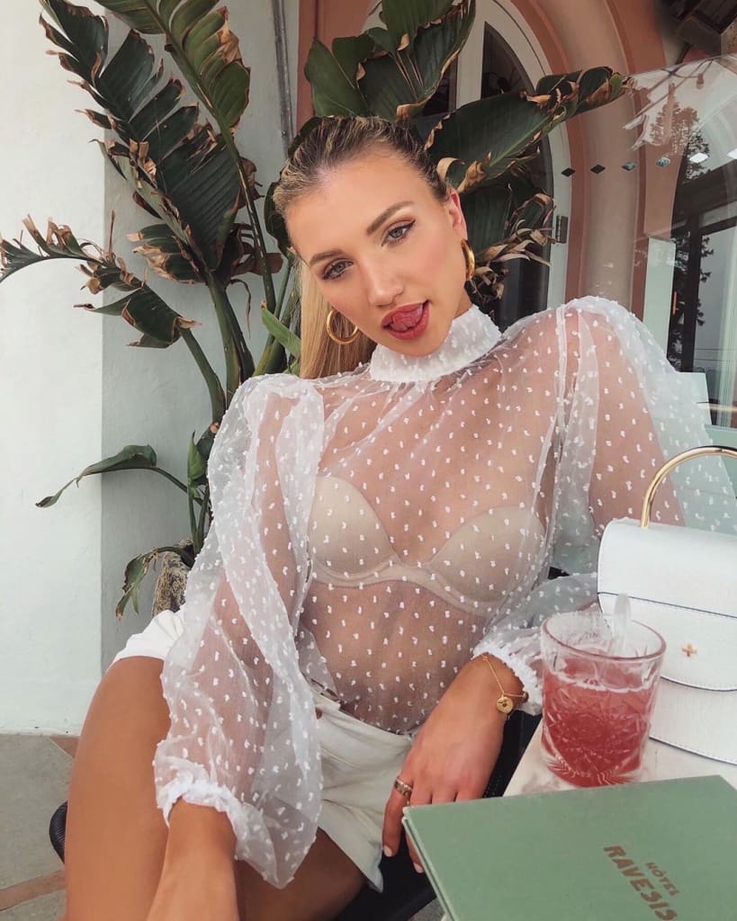 Fashion Women Mesh Sheer Long Puff Sleeve Blouse Pullover Loose Jumper Tops Sexy Blouses Streetwear Women Cloth