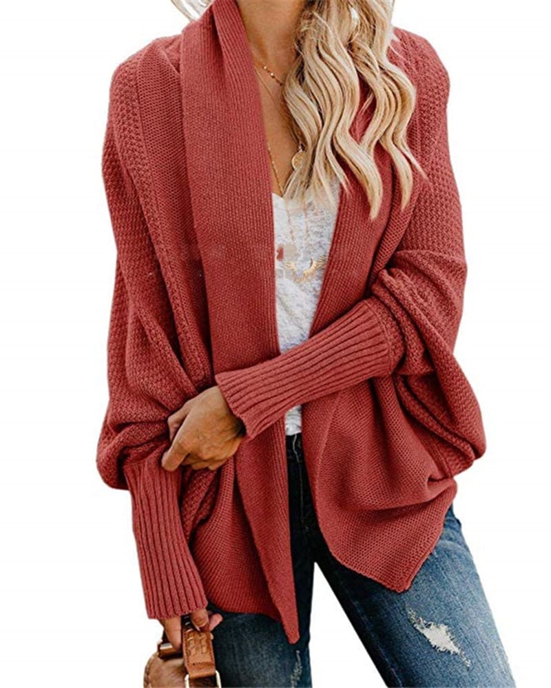 Autumn winter women cardigan batwing sleeve casual coat clothes