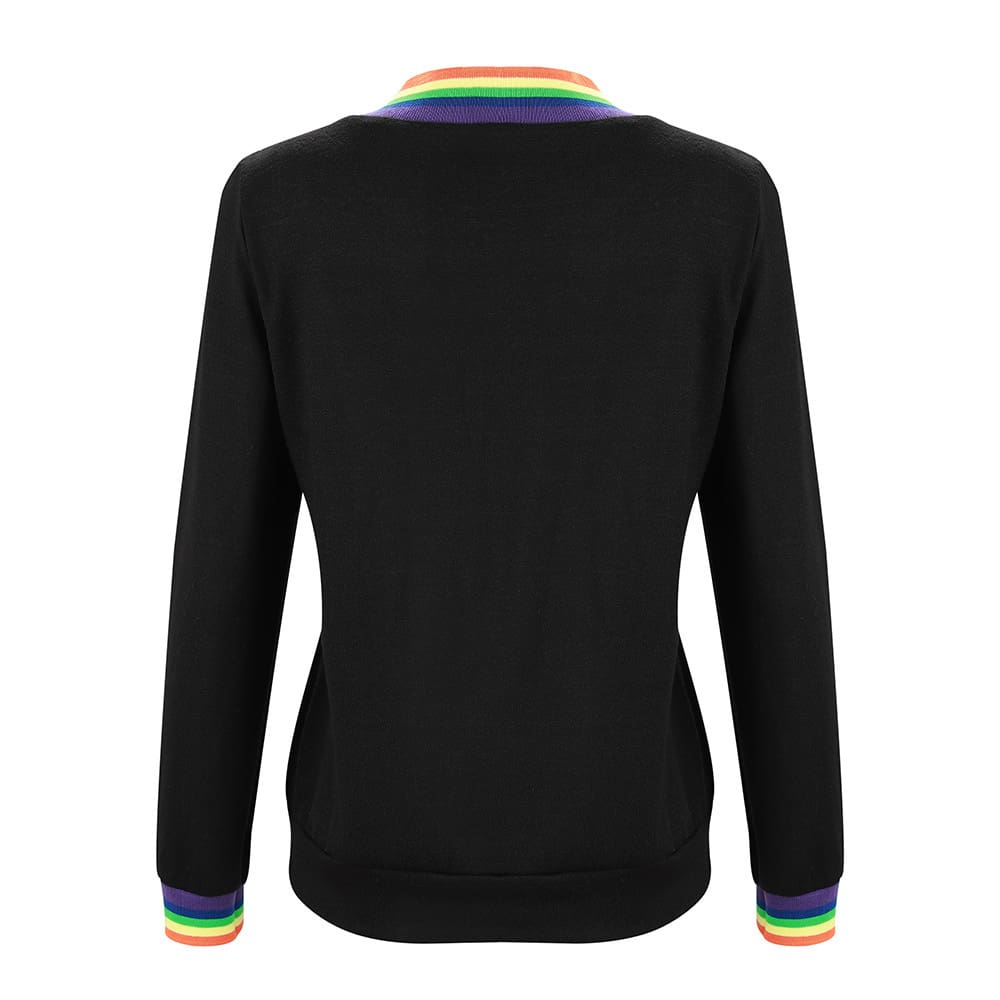 Fashion Women Autumn Long Sleeve Tops Ladies Casual Rainbow Printed Crew Neck Blouse Baggy Tops Outwear Streetwear