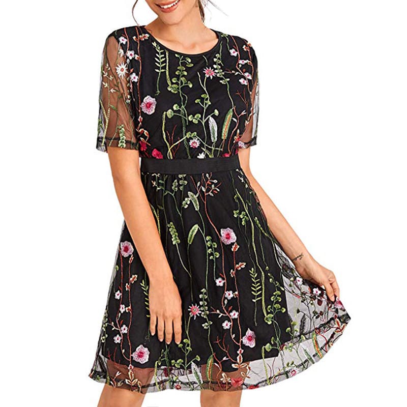 Boho Floral Short Mini Dress Elegant Women Evening Party Vestidos Sundress