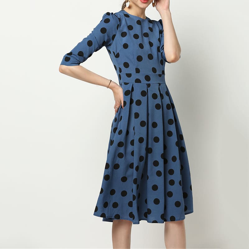 Vintage Women Polka Point Slim Dress Elegant Half Sleeve A-line Dress For OL Casual Women Spring Summer Holiday Party vestidos