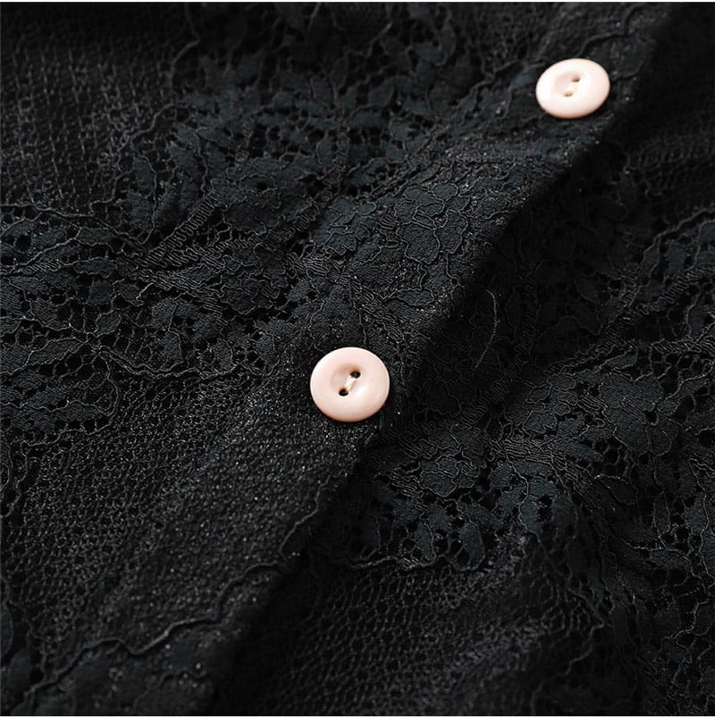 Fashion Womens Tops and Blouses Elegant Long Sleeve V Neck Lace OL Shirt Mesh Backless chemise femme Ladies Party Streetwear