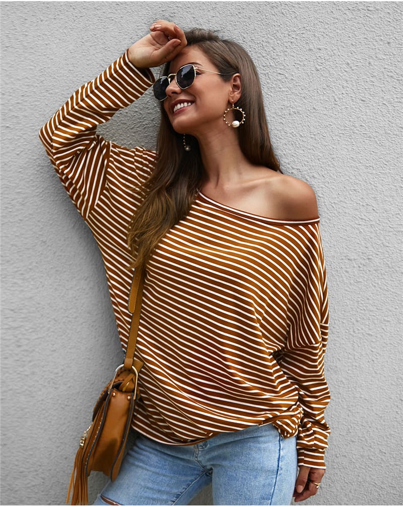 Women Autumn Stripe T shirt Long Sleeve Loose Tee shirt Femme Ladies harajuku tshirt Elegant Plain ulzzang dames Streetwear