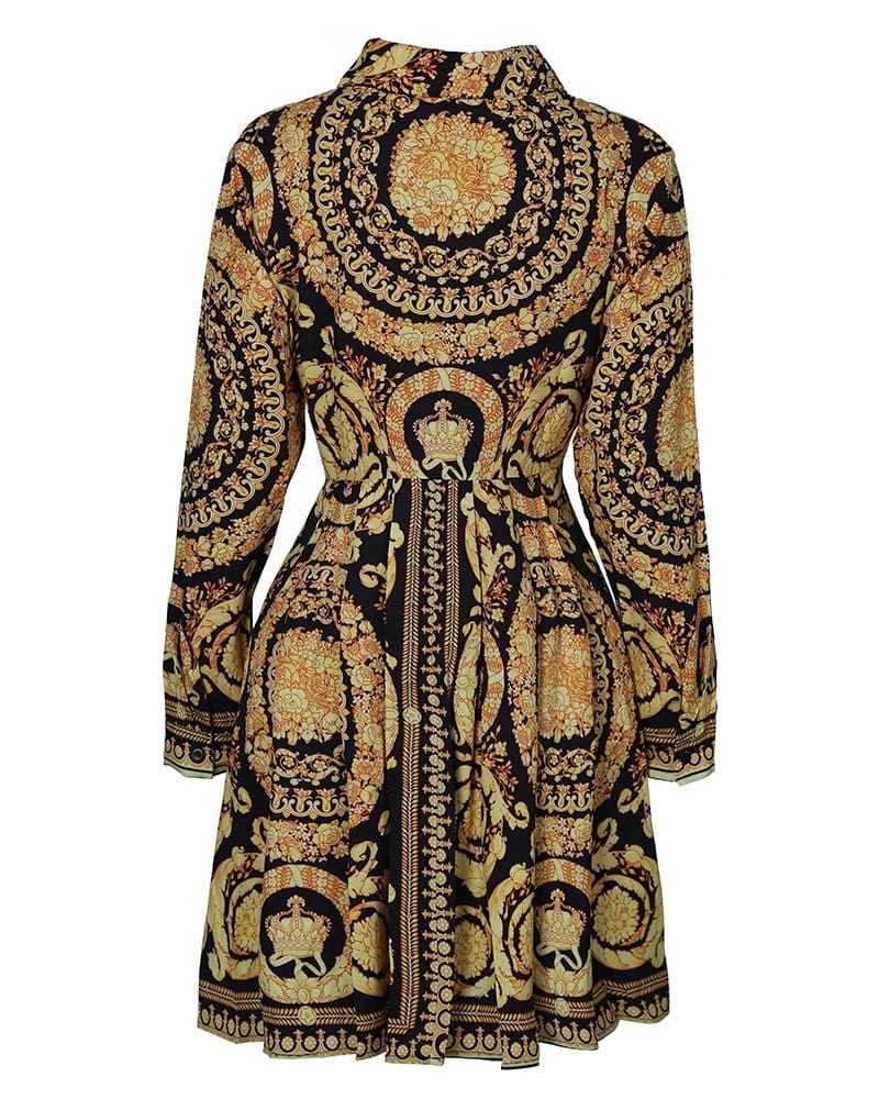 Elegant Printed Shirt Dress Women Vintage Long Sleeve Party Dress Mini Short Autumn Dresses Streetwear