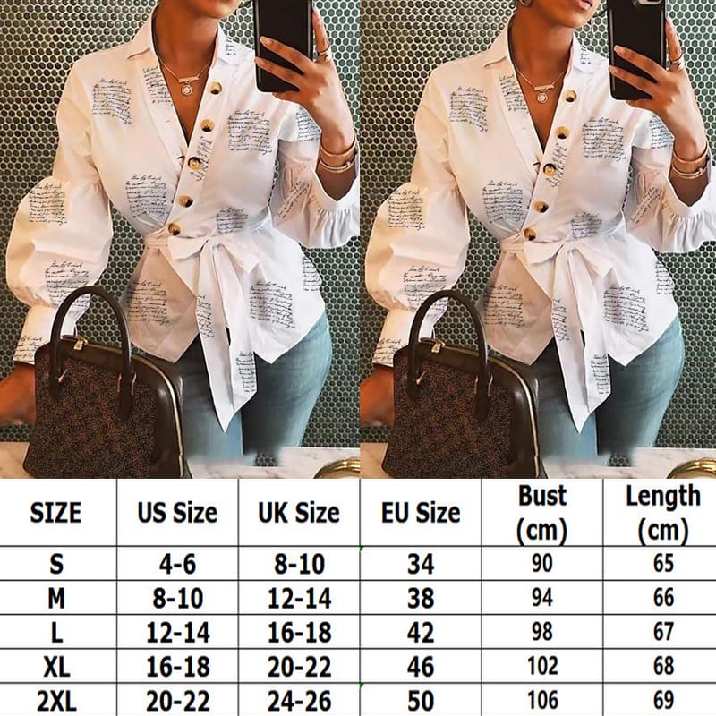 Women Button Blouse Shirt Female Clothing Long Sleeve Blusas Casual Womens Office Blouses Print Letter Lady OL Top