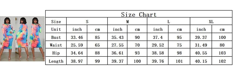 New Womens Long Sleeve Ladies Stretch Bodycon Tie dyeing Print Dress Autumn Casual Holiday Slim Fit Dress