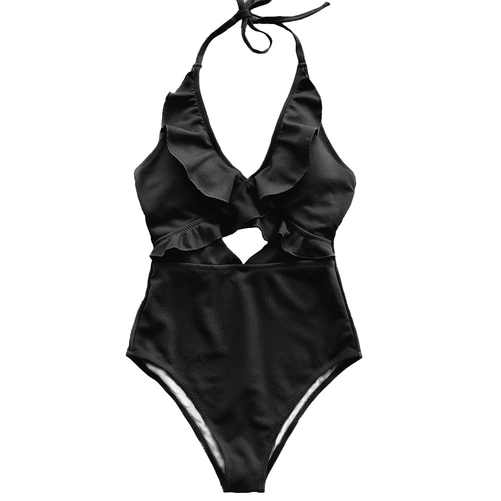 Ruffle Swimsuit Women Backless Swimwear Women One Piece Swimsuit Padded Bathing Suit Ladies Beachwear Monokini Maillot De Bain