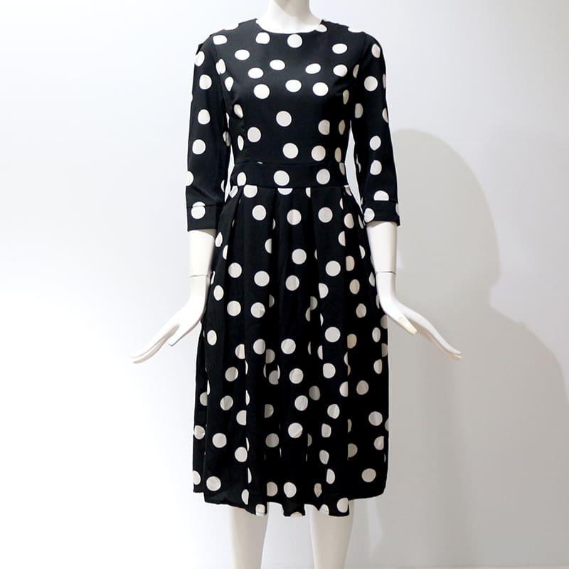 Vintage Women Polka Point Slim Dress Elegant Half Sleeve A-line Dress For OL Casual Women Spring Summer Holiday Party vestidos