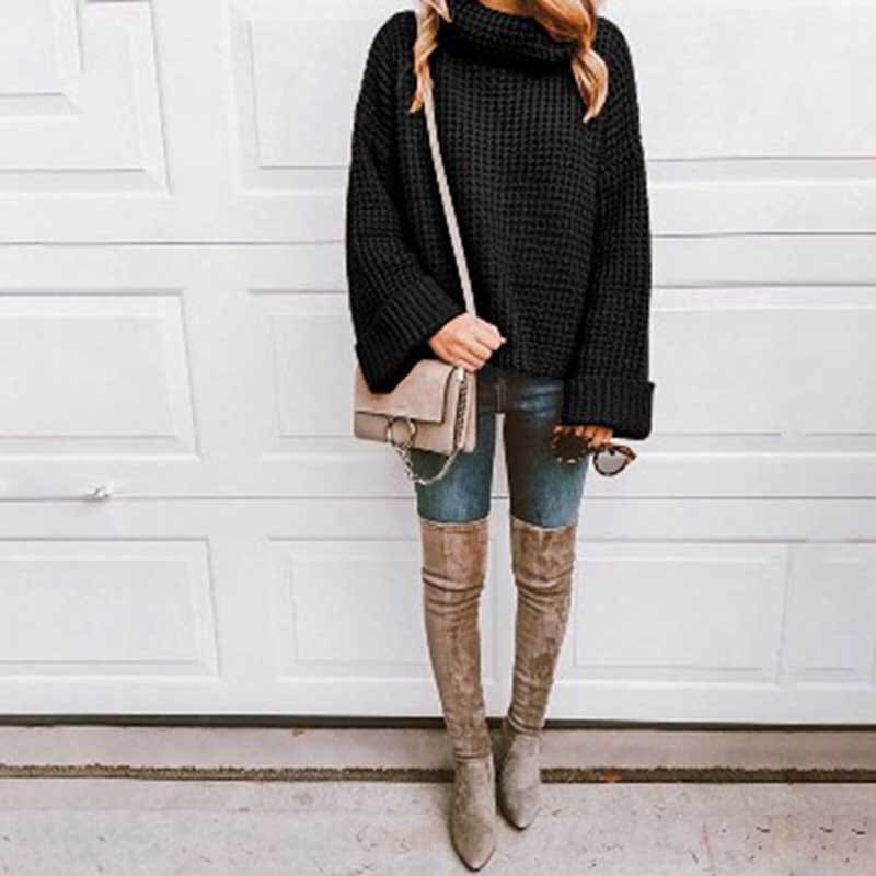 Autumn Knitted Sweater Women Long Loose Sleeve Sweaters Oversize