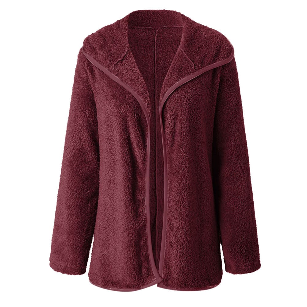 Women Lapel Loose Solid Color Jackets Ladies Casual Warm Cashmere Wool Coat Fluffy Woolen Teddy Bear Cardigan Tops