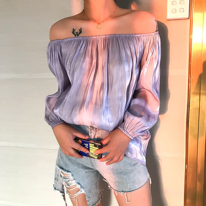 Women Off Shoulder Autumn Summer Blouse Top Ladies Long Sleeve Casual Tops Shirt Holiday Beach Streetwear