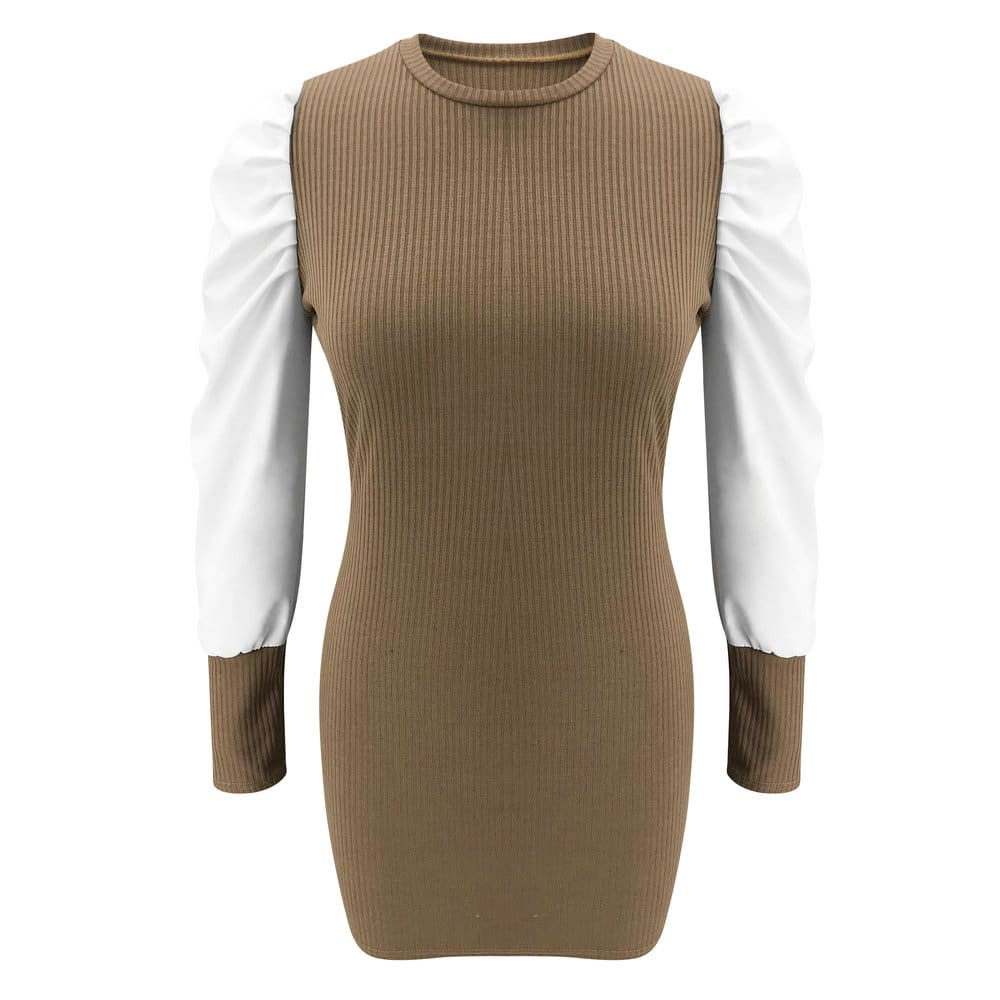 Women Pullover Sweater Knitwear Dress Fashion Autumn Winter Ladies Puff Long Sleeve Jumper Mini Dress Casual Knitted Blouse Top