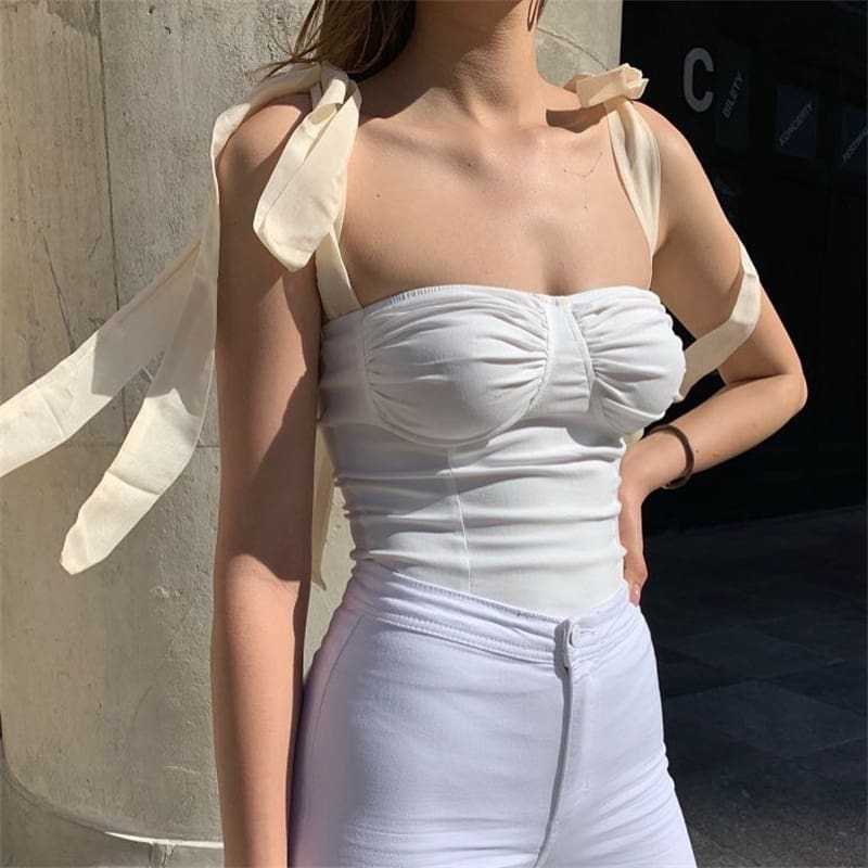 Women Wide Strap Bandage Bust Tank Tops Sexy Bodycon Sleeveless Vest Cami Vest Tube Blouse