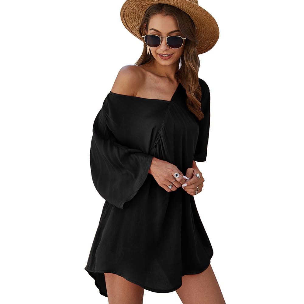 Short Sleeve Tunic Top Pullover Ladies Casual Solid Loose Jumper Blouse Tee Shirt