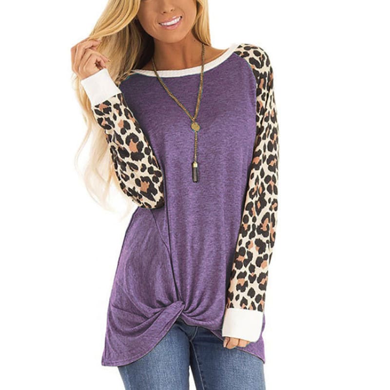 New Women Leopard Printed Long Sleeve Tops Ladies Casual Sweater Loose Baggy Jumper Pullover Shirt Top Sweatshirt