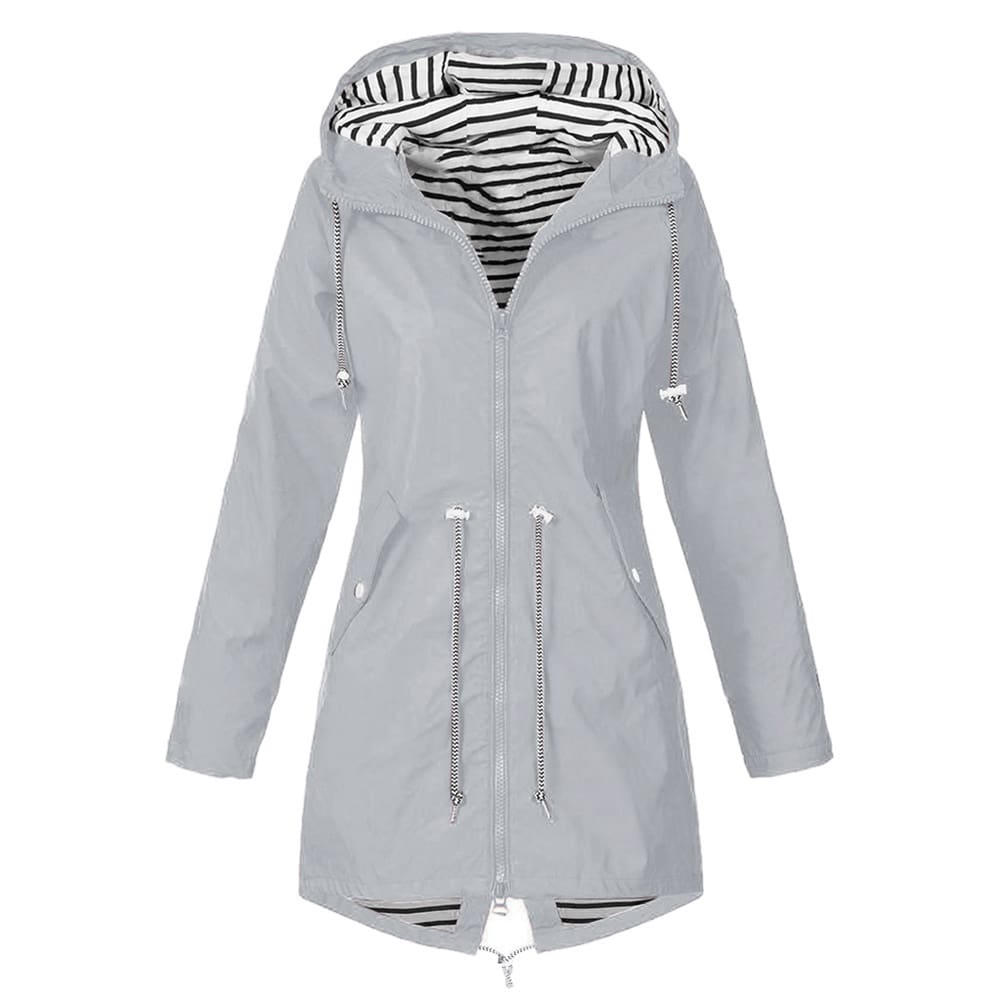 Women Hooded Coat Windproof Rain Coat Parka Zip Jacket