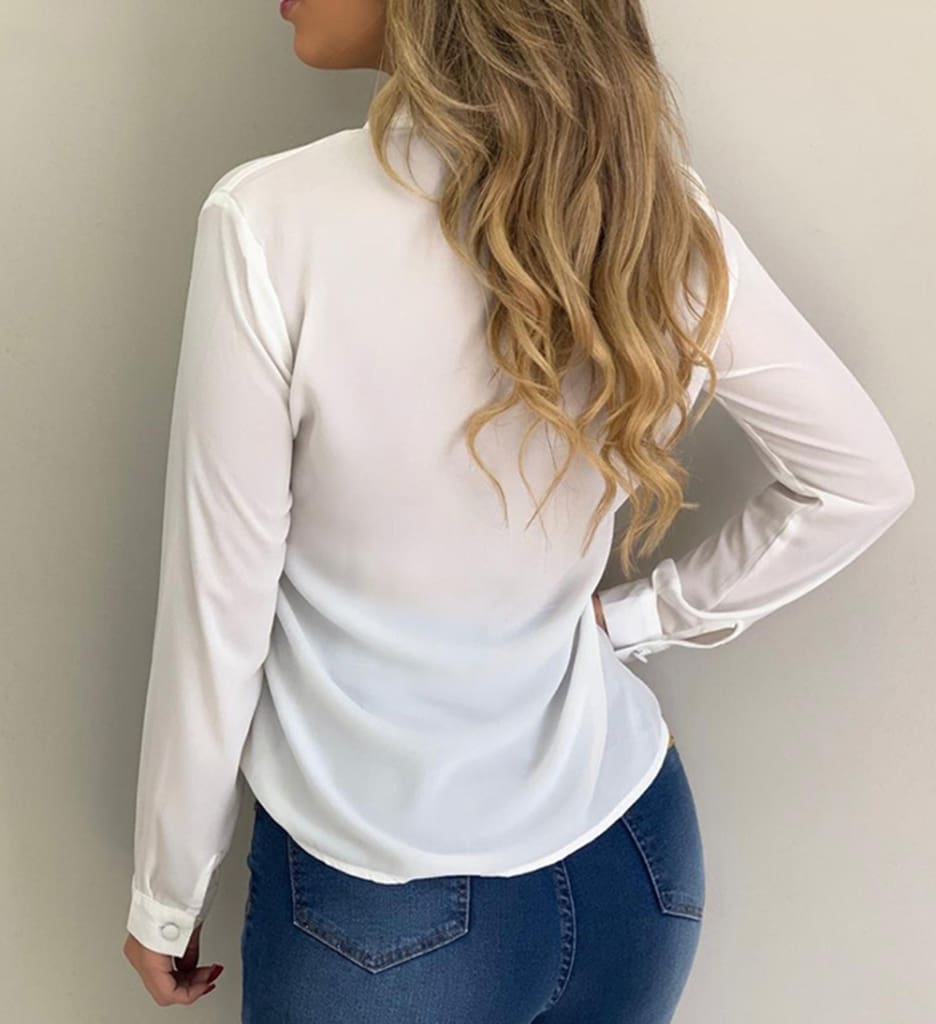 2019 Fashion Elegant Women Casual Long Sleeve Blouse Loose Tops OL Ladies Office Work Plain Collar Shirt