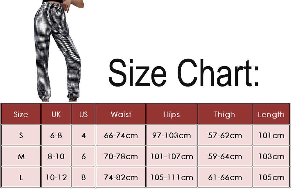 Women Ladies Plaid Hip Hop Dance Combat Cargo Jersey Trousers High Waist Loose Glitter Long Pants