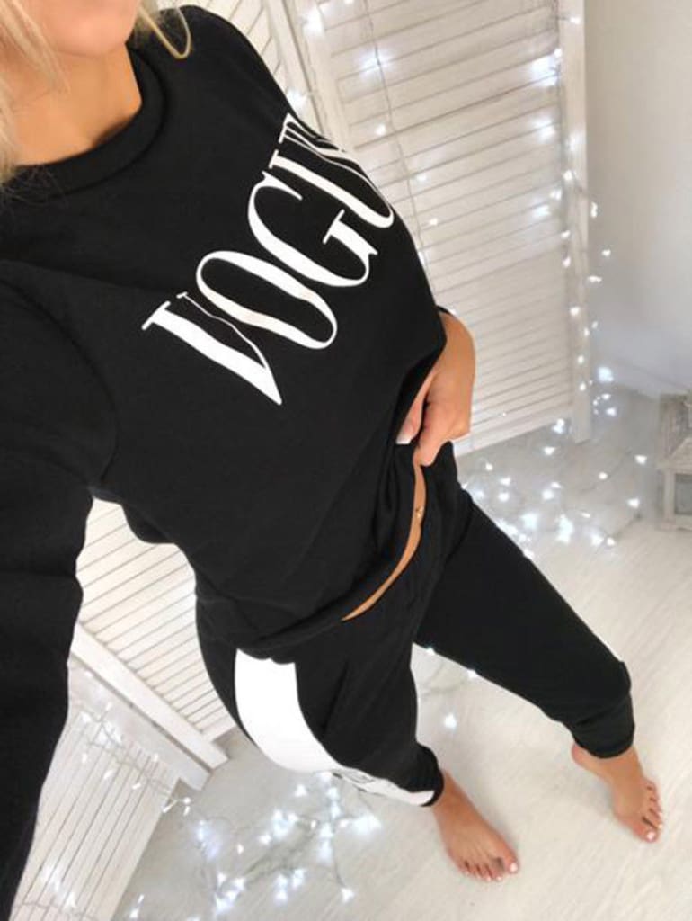 Women Sweatshirts Ladies Casual VOGUE Print Slouch Pullover Jumper Daily Tops