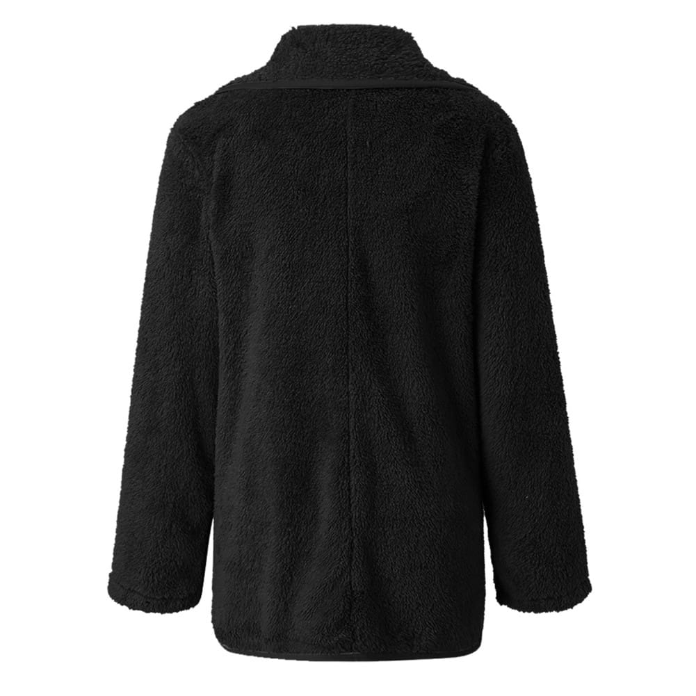 Women Lapel Loose Solid Color Jackets Ladies Casual Warm Cashmere Wool Coat Fluffy Woolen Teddy Bear Cardigan Tops