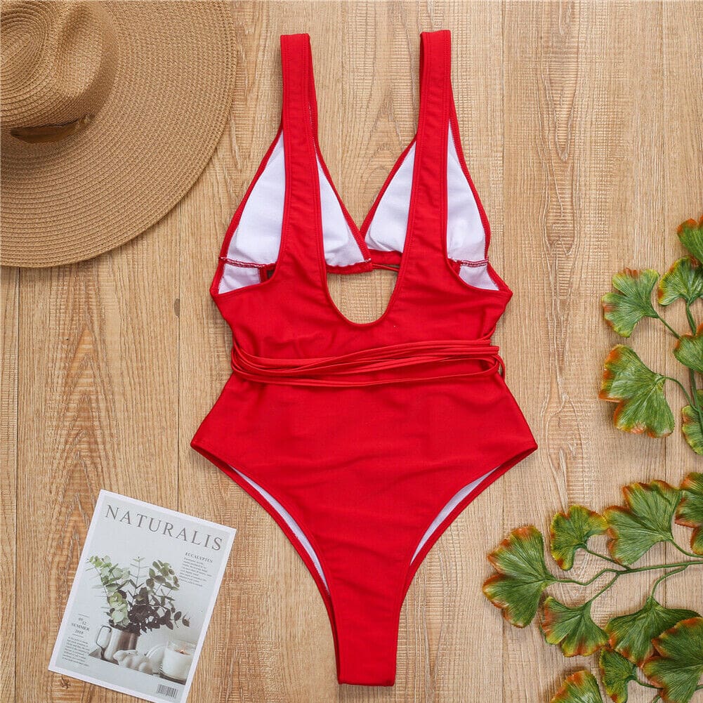 Womens Bikini One-Piece Set Push Up Monokini Swimwear Bandage Swimming Costume