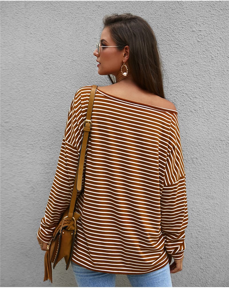 Women Autumn Stripe T shirt Long Sleeve Loose Tee shirt Femme Ladies harajuku tshirt Elegant Plain ulzzang dames Streetwear