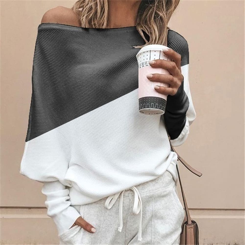 New Womens Stitching Colour Autumn Baggy Ladies Casual Top Loose Blouse Oversized Jumper Shirt Tops Outwear