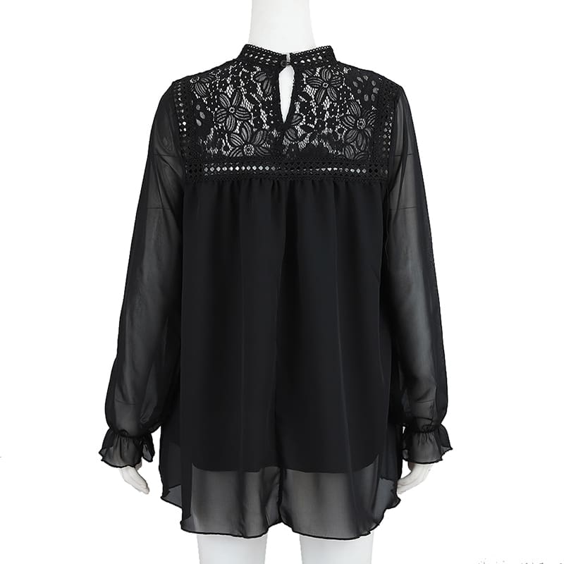 Fashion Womens Hollow Lace Long Sleeve Loose Blouse Tops Spring Casual Jumper Basic Tee Shirt Top