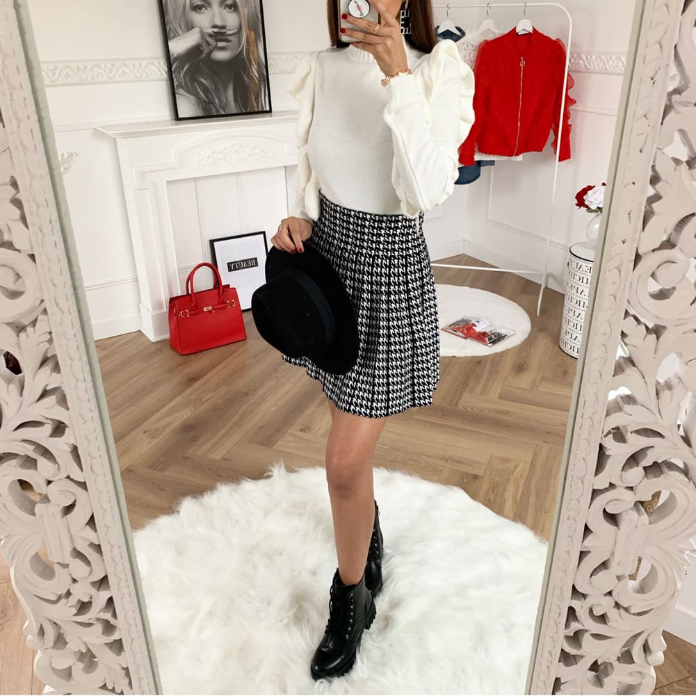 Women High Waist Plaid Skirts Flared Pleated Short Skirt Femme Uniform School Girl Mini Skirts Womens Mini Skirt