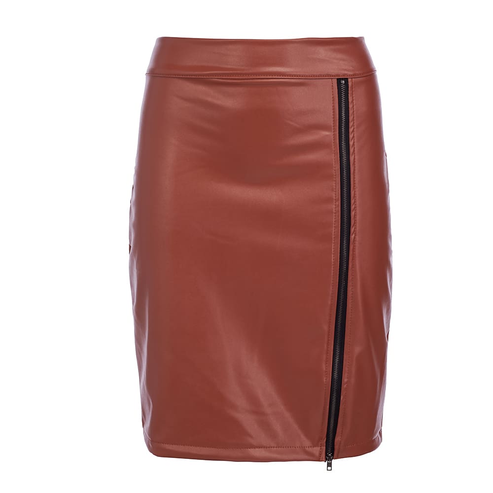 New Fashion Skirt Women High Waist Zipper Up PU Leather Business OL Ladies Preppy Short Mini Pebcil Skirt