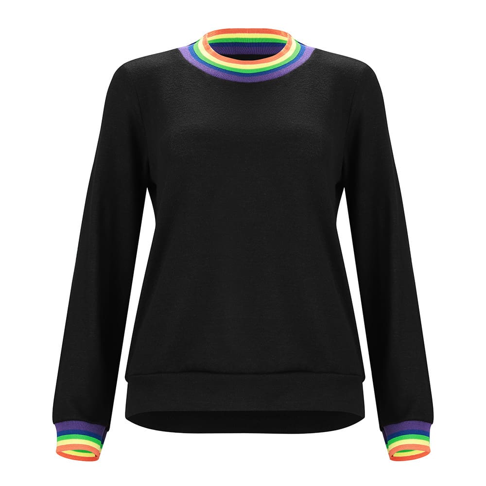 Fashion Women Autumn Long Sleeve Tops Ladies Casual Rainbow Printed Crew Neck Blouse Baggy Tops Outwear Streetwear