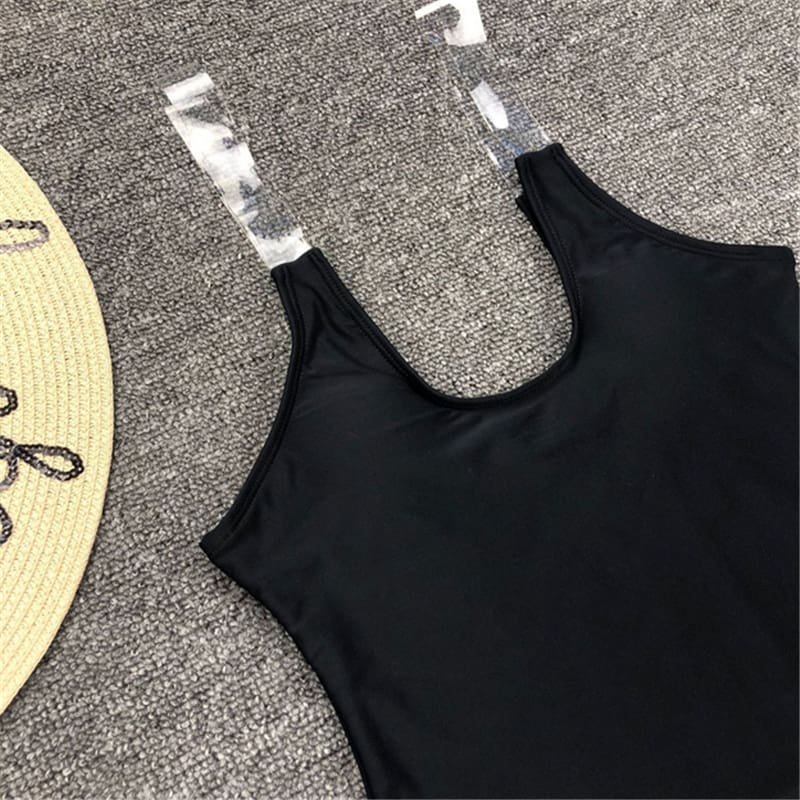 Womens Swimming Transparent Shoulder Strap Padded Bra Swimwear