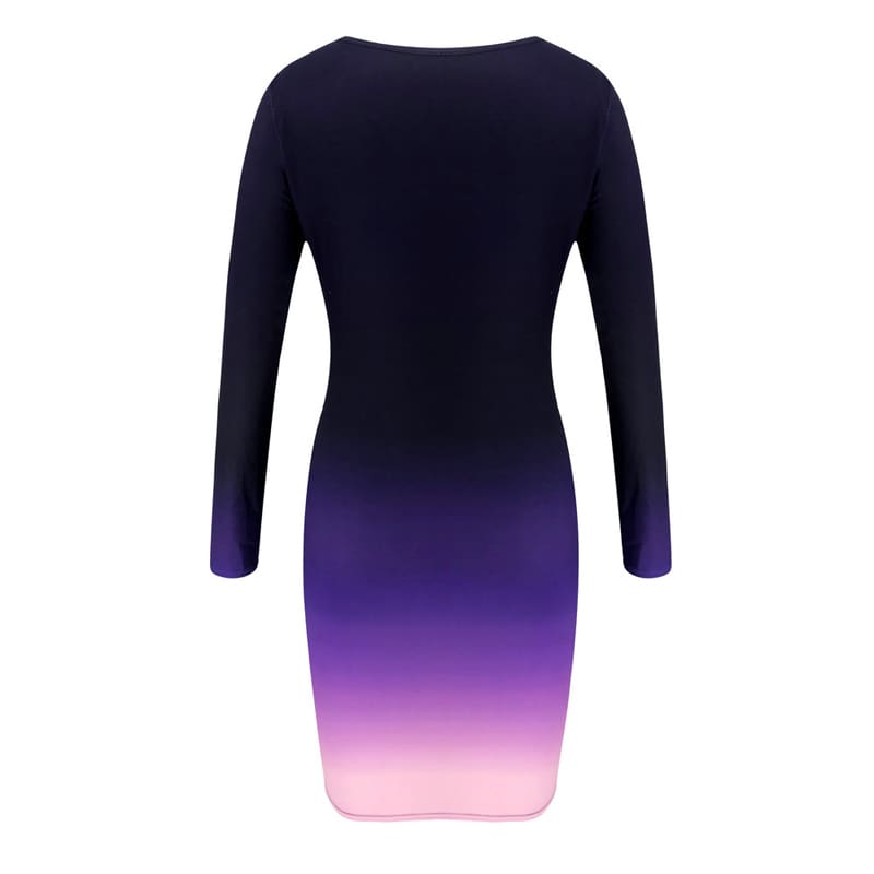 Womens Autumn New Long Sleeve Ladies Stretch Bodycon Plain Dress O Neck Stretch Bodycon Pencil Midi Party Dress