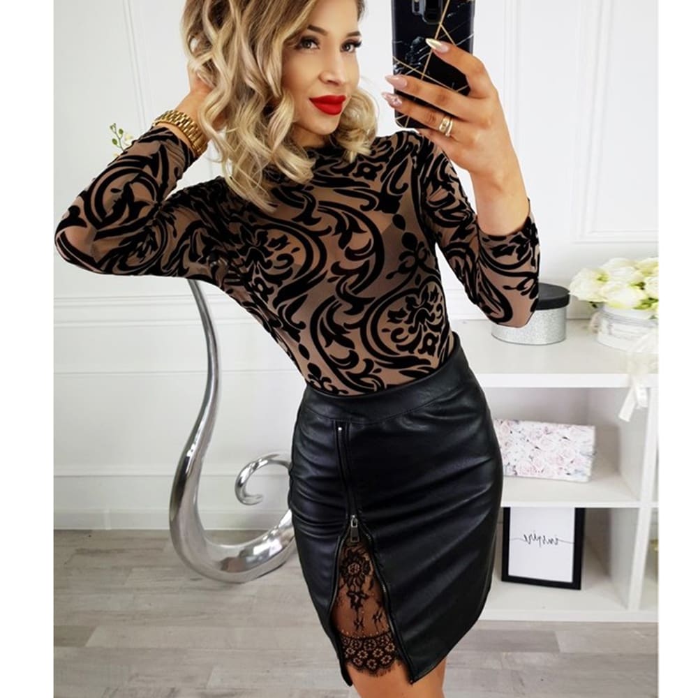 New Fashion Skirt Women High Waist Zipper Up PU Leather Business OL Ladies Preppy Short Mini Pebcil Skirt