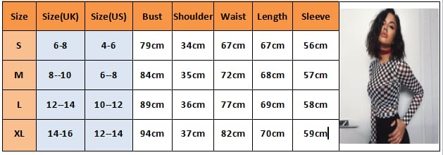 Women Plaid Long Sleeve Mesh Bodycon T-shirts Stretch Ladies Leotard Crop Tops T shirt