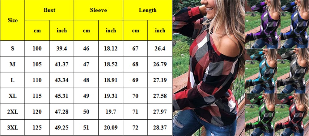 Womens Autumn Sweater Crew Neck Long Sleeve Casual Plaid Loose Pullover Jumper Blouse Top Sweatshirt Tee Shirt Outwear