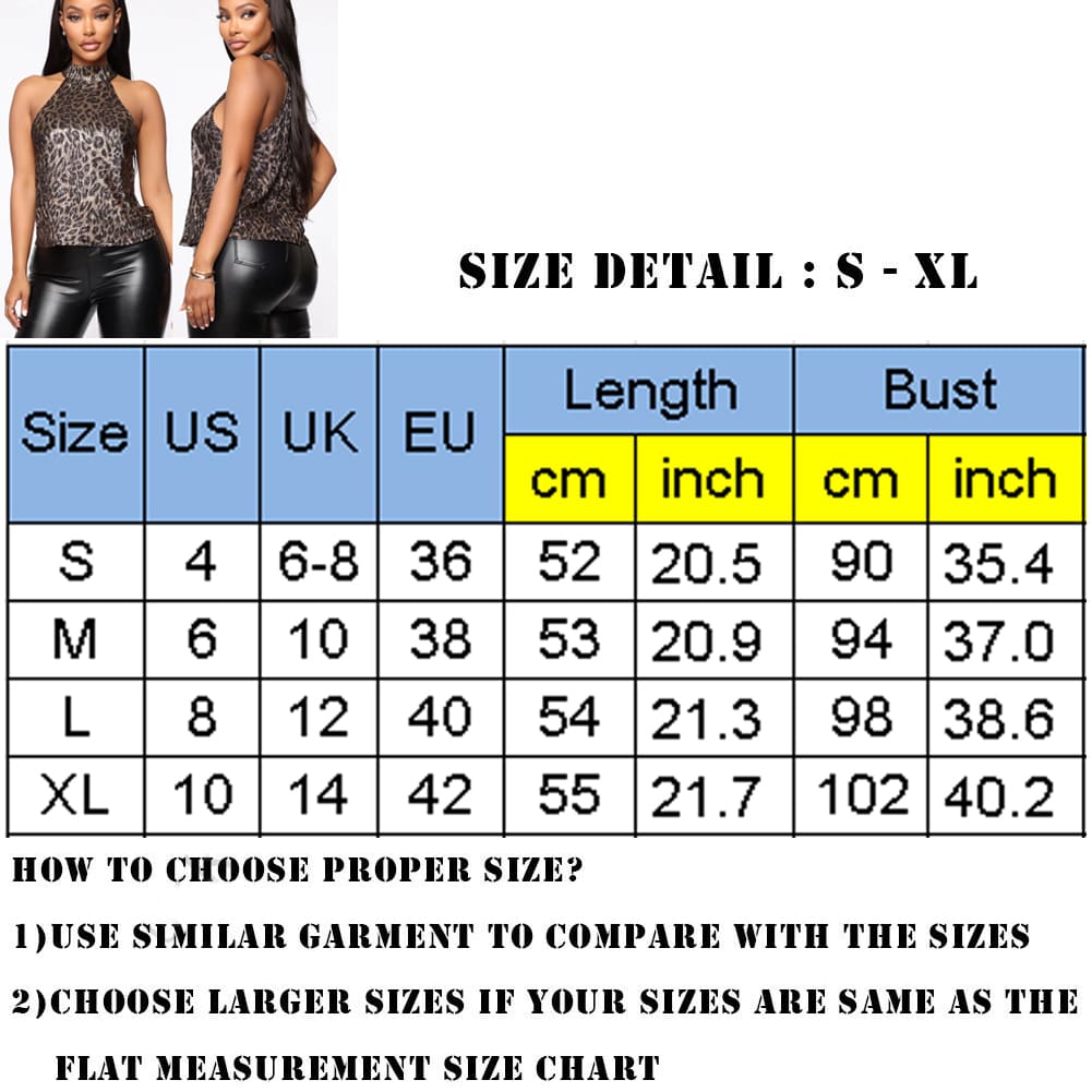 Summer Women Casual High Neck Vest Top Sexy Ladies Sleeveless Casual Slim Blouse Leopard Beach Holiday Tank Tops