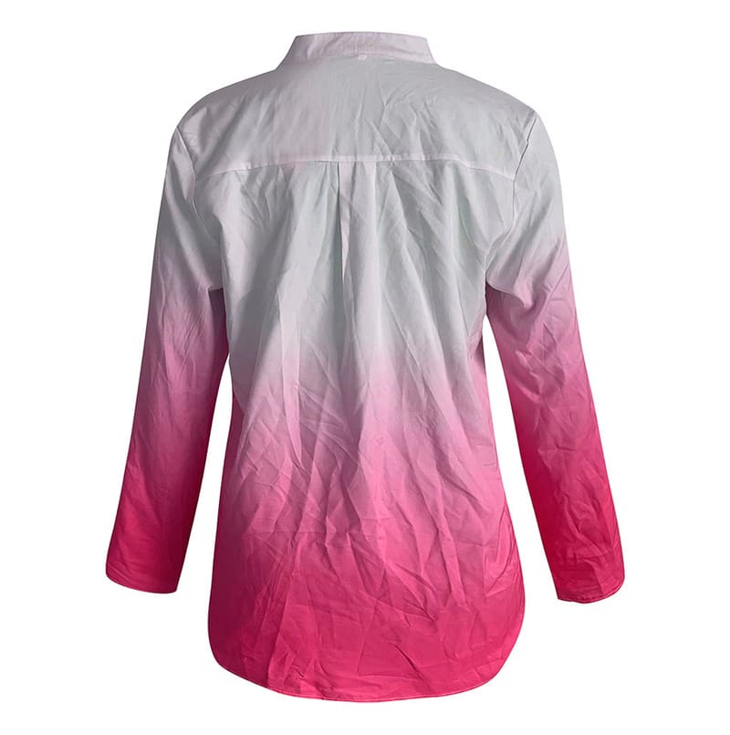 New Fashion Women Tops Elegant Long Sleeve Gradient Loose Shirt Ladies Casual Button Shirt Streetwear Outwear