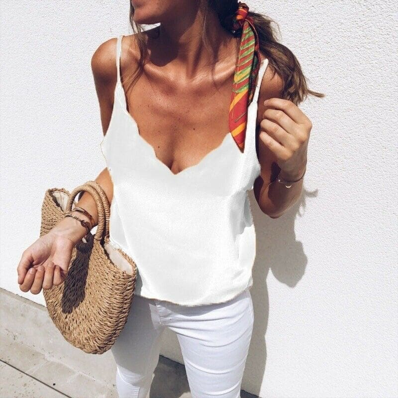 Women Casual Summer Top Ladies Vest Elegant Sleeveless Tank V Neck Loose Femme Plain Basic Tee Streetwear Plus Size