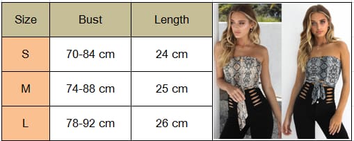 Womens Off Shoulder Snake Print Front Tie Bow Bandage Crop Top Veast Sexy Ladies Wrapped Tube Cami Top