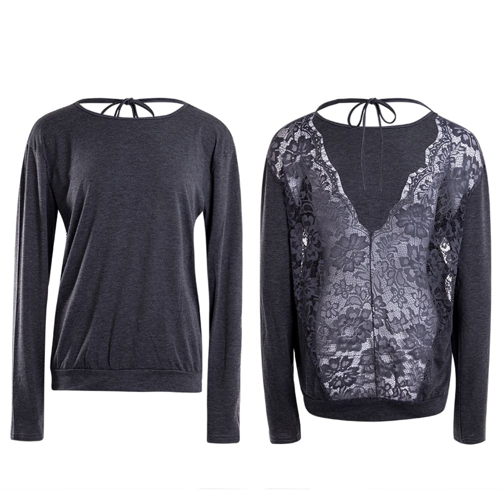 Women Long Sleeve Loose Lace Floral Tee shirt New Casual O neck Perspective See through Shirt Tops T-Shirt