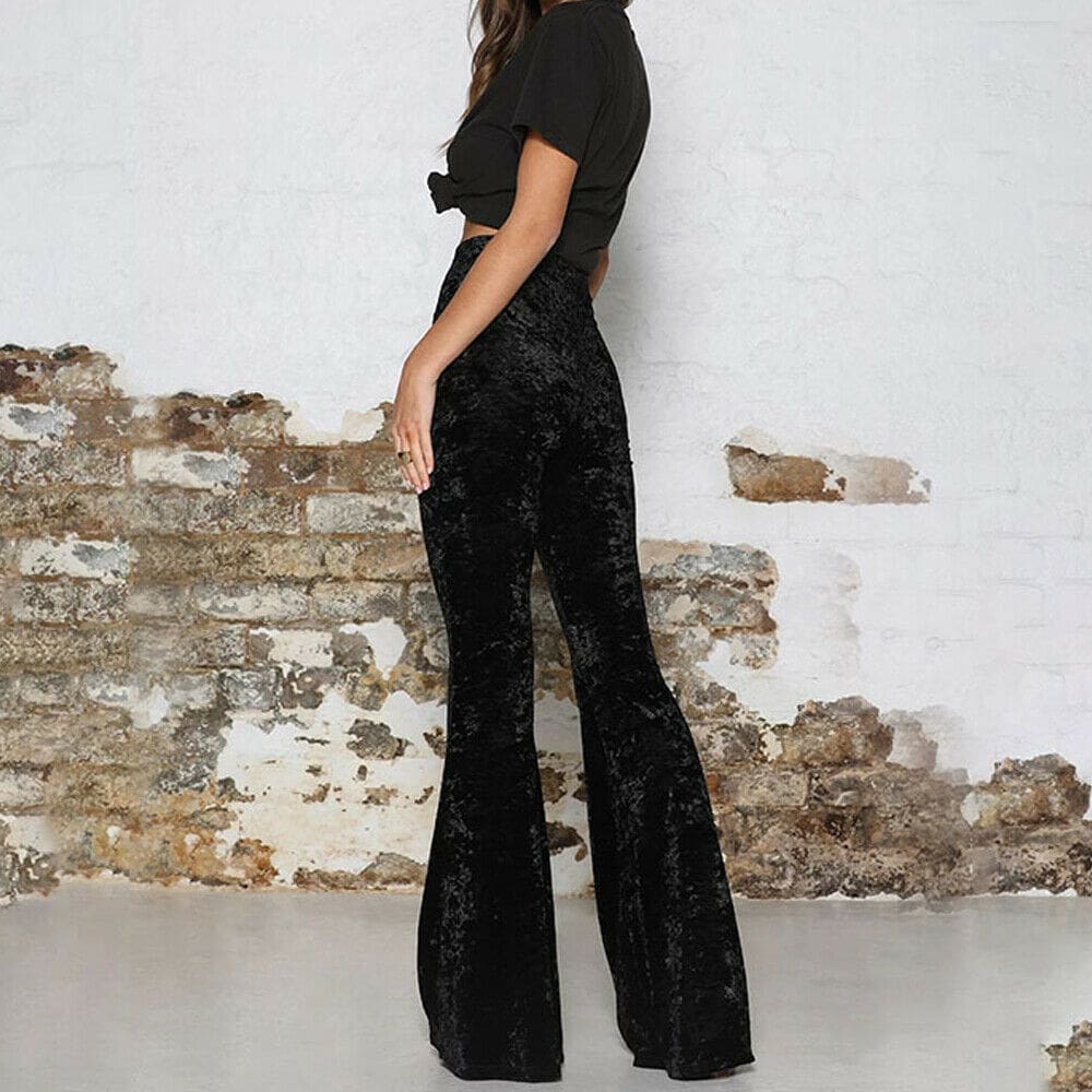 Fashion Velvet Pants women autumn winter slim Flare pants women high waist trousers high street style pants bottoms