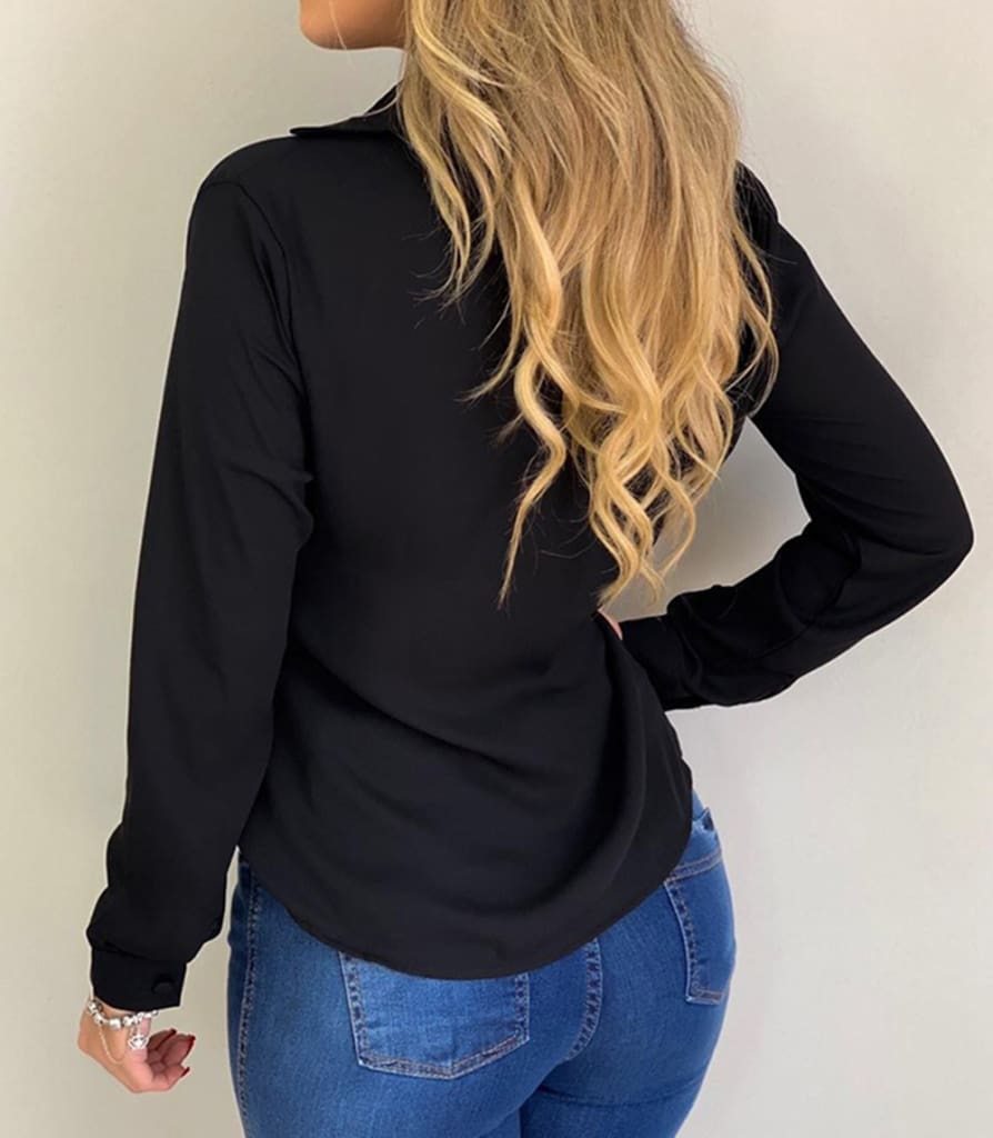 2019 Fashion Elegant Women Casual Long Sleeve Blouse Loose Tops OL Ladies Office Work Plain Collar Shirt