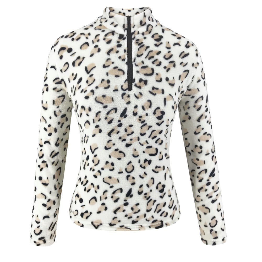 Womens Casual Hoodie Sweatshirt Leopard Long Sleeve Pullover Hoody Jumper Fashion Zipper V Neck Winter Warm Tops