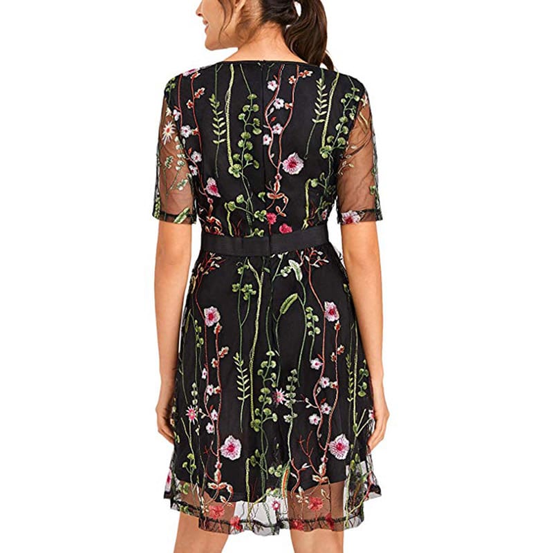 Boho Floral Short Mini Dress Elegant Women Evening Party Vestidos Sundress