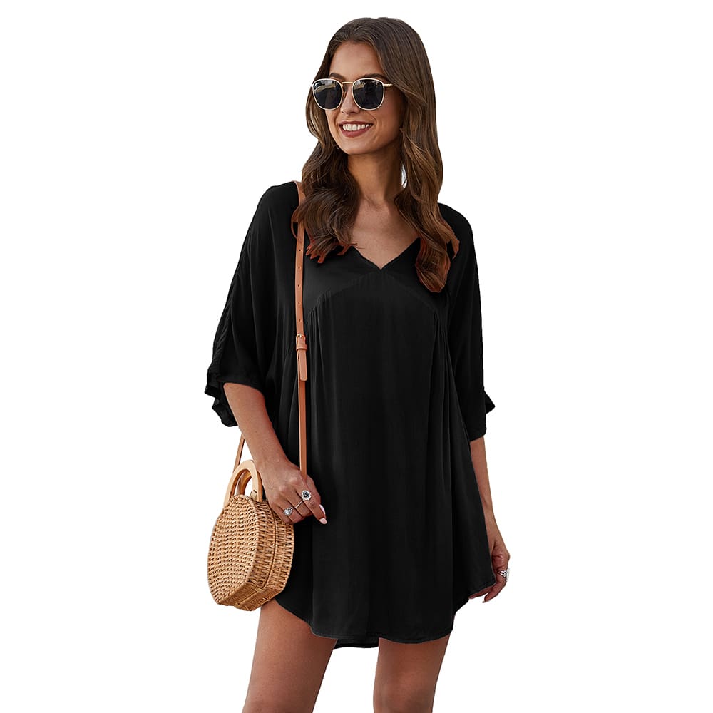 Short Sleeve Tunic Top Pullover Ladies Casual Solid Loose Jumper Blouse Tee Shirt