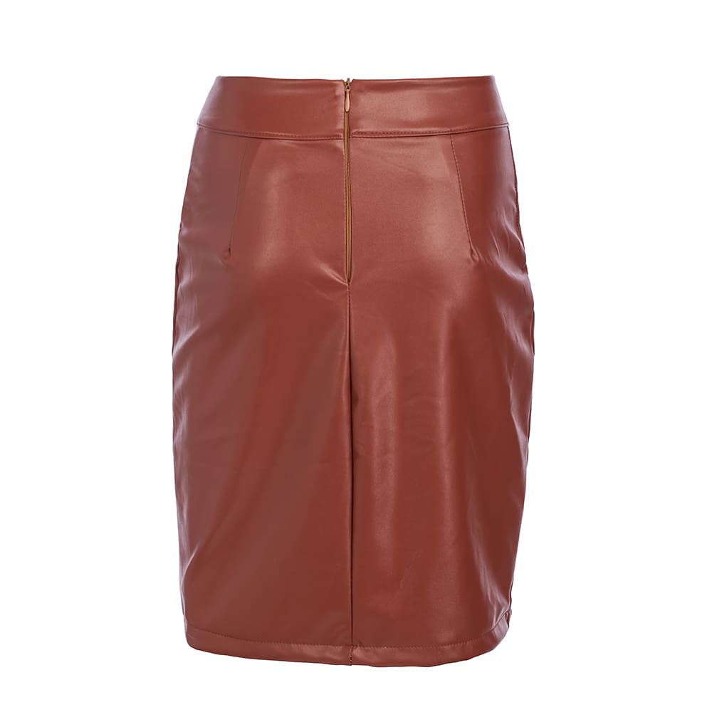 New Fashion Skirt Women High Waist Zipper Up PU Leather Business OL Ladies Preppy Short Mini Pebcil Skirt