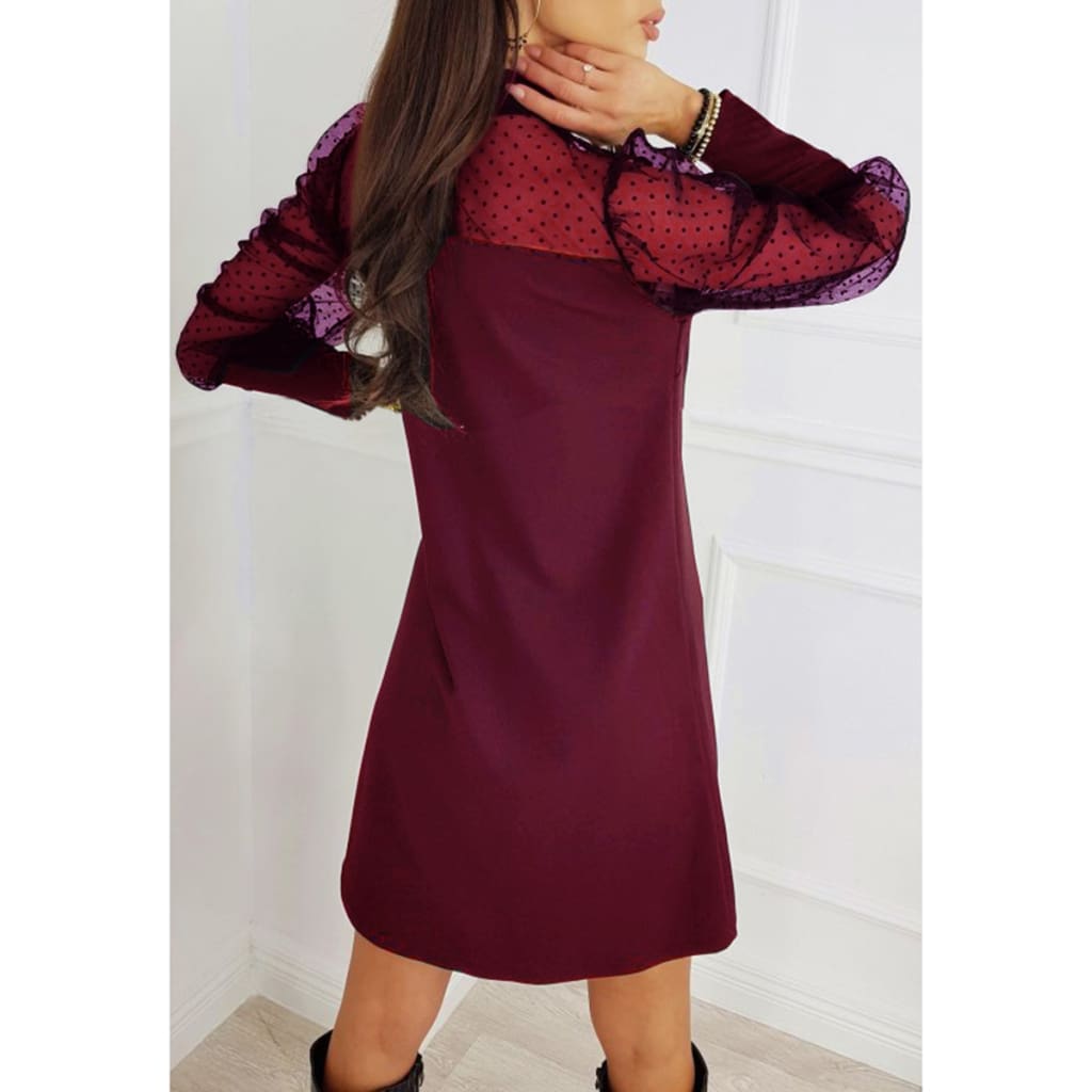 Fashion Women Elegant Evening Party Club Loose Dress Women Ladies Casual Mesh Puff Long Sleeve Dress vestidos